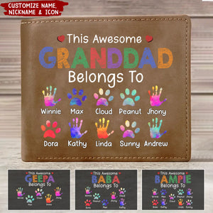 This Awesome Daddy Belongs To - Personalized Leather Wallet
