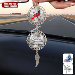 Connecting Love Through Memories - Memorial Personalized Metal Car Ornament With Charm - Sympathy Gift For Family Members