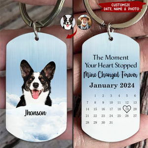 The Moment Your Heart Stop - Personalized Photo Calendar Memorial Stainless Steel Keychain