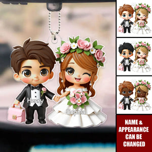 Wedding Cartoon Couple Personalized Acrylic Ornament, Gift for him, Gift for her