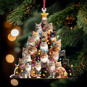 Christmas Cat Tree Ornament, Christmas gift, Cats Lover Gift