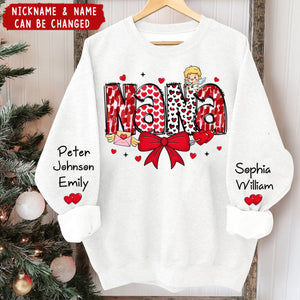 Grandma Valentine Personalized Sleeve Printed Sweatshirt, Valentine's Day Gift For Grandma