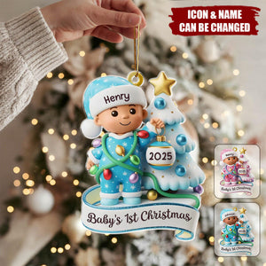 Christmas Baby Shower Gender Reveal - Personalized Acrylic Ornament Gifts For New Parents