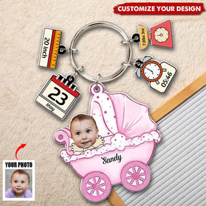 Baby In Stroller With Tag Personalized Acrylic Keychain