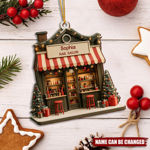 Celebrate Your Style Nail Salon Ornament, Personalized Custom Wood Ornament