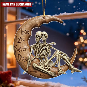 True Love Never Dies Skull Couple - Personalized Skull Ornament
