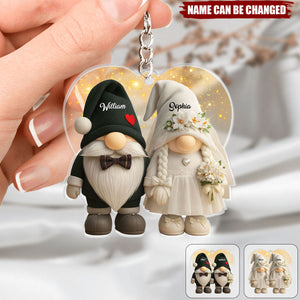 Customizable Bridal And Groom Dwarves Keychain, Personalized Custom Acrylic Keychain