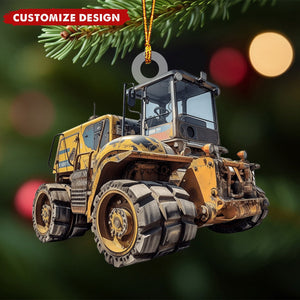 Personalized Road Roller Christmas Ornament, Gift For Heavy Equipment Lovers
