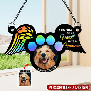 Custom Photo Gifts For Memorial Suncatcher Ornament Upload Pet & Paw-Shaped