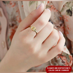 Personalized Birth Flower Gold ring, Statement Flower Rings, Dainty Birth Flowers Ring For Women,Custom Flower Ring, Minimalist Ring