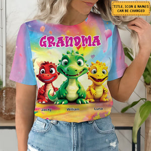 Personalized Gift for Grandma Cute Dinosaur All-over Print T-shirt