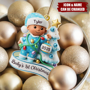 Christmas Baby Shower Gender Reveal - Personalized Acrylic Ornament Gifts For New Parents