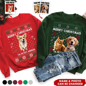 Custom Photo Ya Filthy Animal Dog Cat Sweatshirt, Dog Lover, Cat Lover