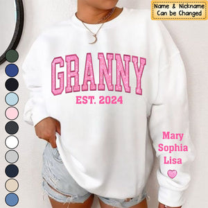 Mimi Glitter Pink Embroidered And GrandKids Sweatshirt