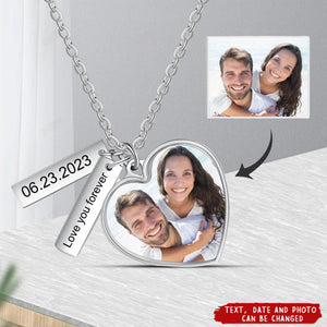 Personalised Photo Necklace With Custom Engraved Plates Bespoke Gift For Her