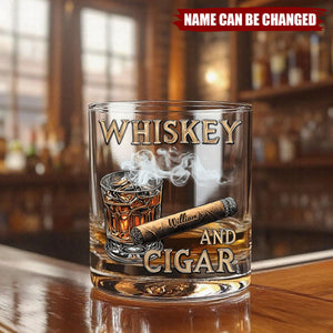 Whiskey And Cigar - Personalized Whisky Glass