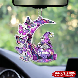 Sparkling Grandma Nana With Sweet Butterfly Kids Personalized Acrylic Car Ornament - Gift For Grandma/ Mother