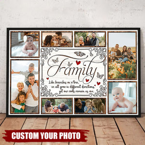 Tree Photo Collage, Family Like Branches On A Tree - Custom Photo Canvas Prints Gifts For Family