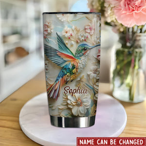 Wings Of Bloom Personalized Name Hummingbird Tumbler