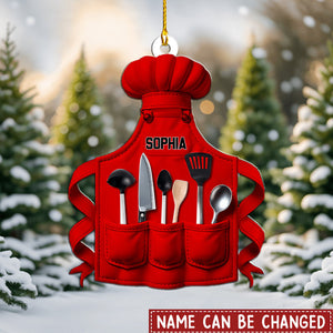 Personalized Chef Apron Shaped Ornament – Cute Gift For Chef