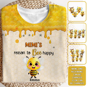Gift For Grandma Reasons To Bee Happy All-over Print Personalized T-Shirt