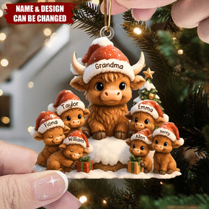 Personalized Christmas Grandma Cow Family Acrylic Ornament