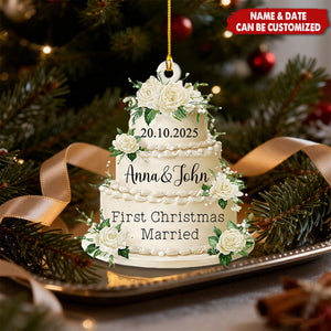 Wedding Cake First Christmas Married - Personalized Acrylic Ornament