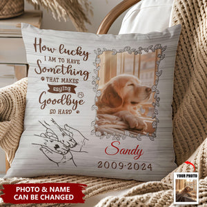 Dog Memorial No Longer By My Side But Forever In My Heart - Personalized Pillow