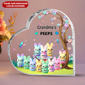 Grandma's Kids Marshmallow - Personalized Custom Heart-shaped Acrylic Plaque - Easter Gift For Grandma, Mom