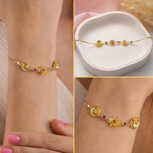 Multi Birth Flower With Birthstone Family Personalized Bracelet