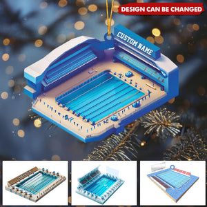 Personalized Swimming Pool Ornament, Christmas Swimmer Ornament