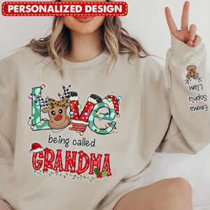 Christmas Reindeer Grandma Personalized Sleeve Custom Sweatshirt