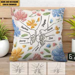 Hand In Hand, I Will Always Protect You - Faux Embroidered Effect Printed Fabric, Personalized Pillow