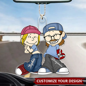 Cartoon Couple - Personalized Acrylic Car Ornament