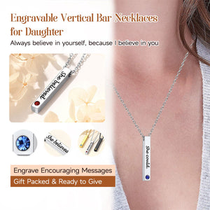 Personalized Engravable Birthstone Bar Necklace