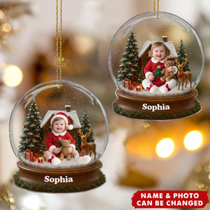 Celebrate Your Baby's First Christmas With Santa Suit And Reindeer, Personalized Acrylic Ornament