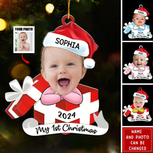 Custom Photo Hi I'm New Here - Family Personalized Acrylic Ornament - Christmas Gift For Baby Kids, Newborn Baby