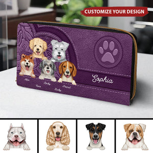 Cute Dogs Aesthetic Pattern - Birthday, Loving Gift For Dog Mom, Dog Lovers - Personalized Leather Long Wallet