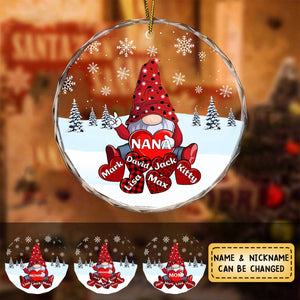 Christmas Grandma's Little Sweethearts - Personalized Circle Glass Ornament