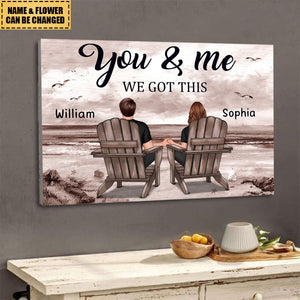 Couple Beach Landscape Retro Vintage Personalized Poster, Anniversary Gift For Couple