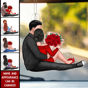 Favorite Place Next To You Couple Sitting - Personalized Couple Car Ornament