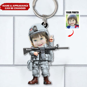 Custom Photo Gifts For Military Kid Keychain