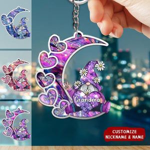 Sparkling Grandma Nana With Sweet Heart Kids Personalized Acrylic Keychain - Gift For Grandma/ Mother