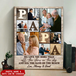 Custom Papa Photo Collage Canvas, Papa Father’s Day Gifts
