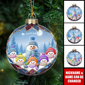 Christmas Snowman Grandma Mom Colorful Kids Personalized Acrylic Ornament