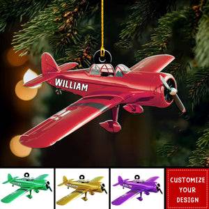 Personalized Airplane Shaped Christmas Ornament, Gift For Airplane Lover