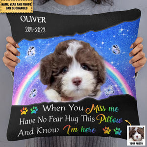 Custom Photo I Hug This Pillow Memorial Pet - Personalized Pillow