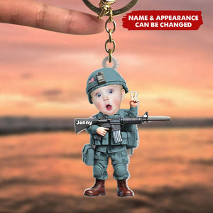Custom Photo Gifts For Military Kid Keychain