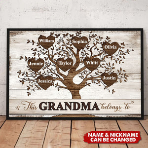 Family Gift For Grandma, Grandpa, Grandparent - Personalized Horizontal Poster