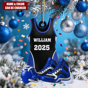 Personalized Wrestling Ornament Acrylic Shoes & Headgear, Xmas Tree Decor